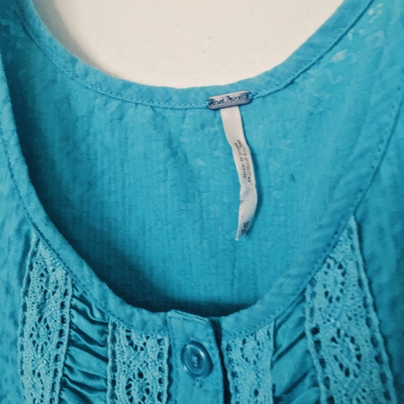 Free People Turquoise ruffle tank - Picture 2 of 4
